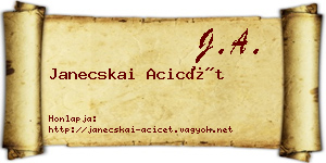 Janecskai Acicét névjegykártya